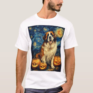 Saint Bernard Süßer Hund Halloween Jack O Lantern T-Shirt
