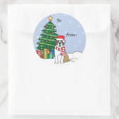 Saint Bernard und Christbaum Runder Aufkleber (Tasche)