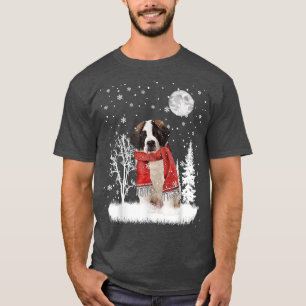 Saint Bernard Unter Mondlicht Schnee Weihnachten P T-Shirt