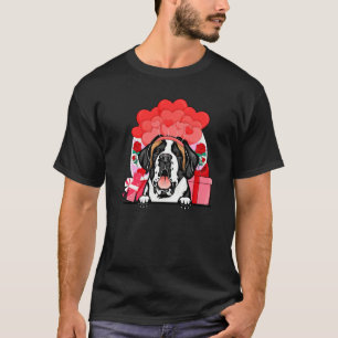 Saint Bernard Valentinstag Dog Hearts Balloons F T-Shirt
