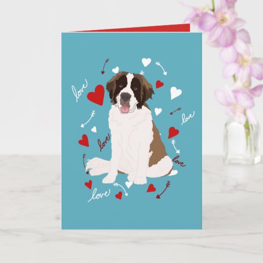 Saint Bernard Valentinstag Karte (Orchidee)