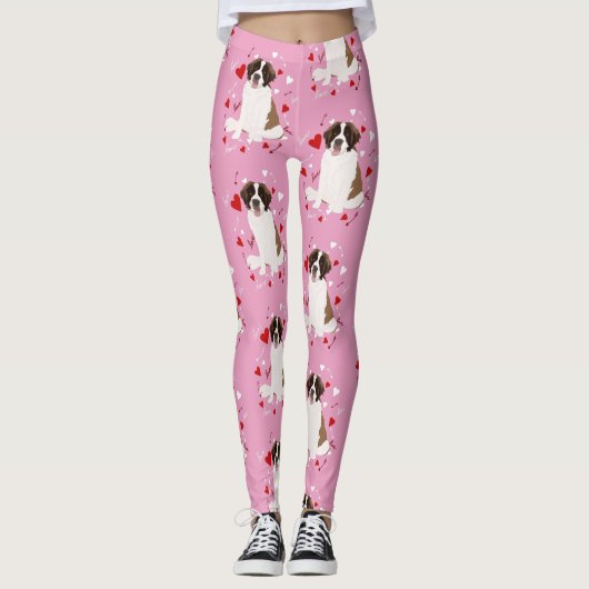 Saint Bernard Valentinstag Leggings (Vorderseite)