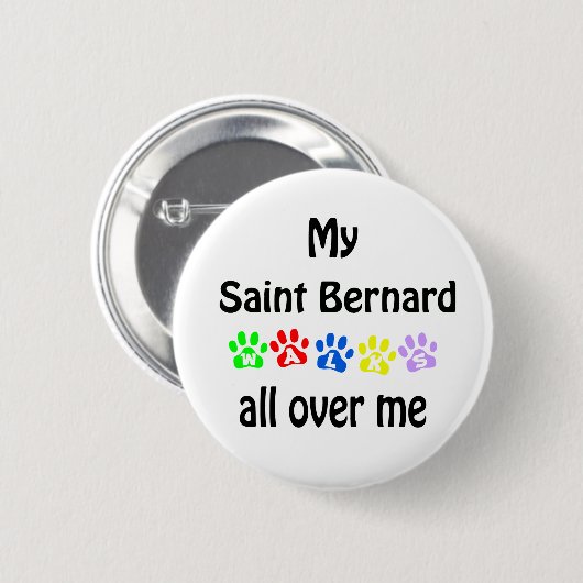 Saint Bernard Walks Design Button (Vorne & Hinten)
