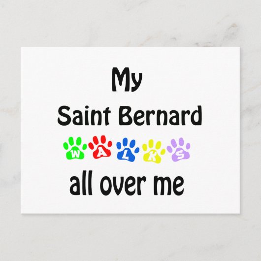 Saint Bernard Walks Design Postkarte (Vorderseite)
