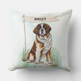 Saint Bernard Watercolor Personalized Dog Kissen