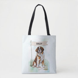 Saint Bernard Watercolor Personalized Dog Tasche