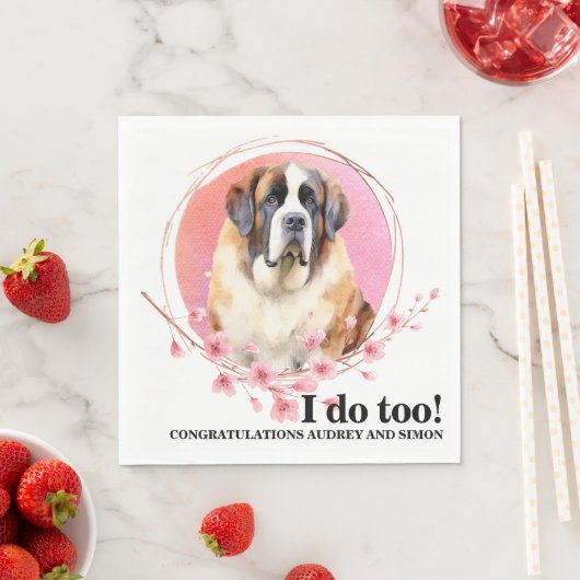 Saint Bernard Wedding Napkins mit Hogs Foto Serviette (Beispiel)