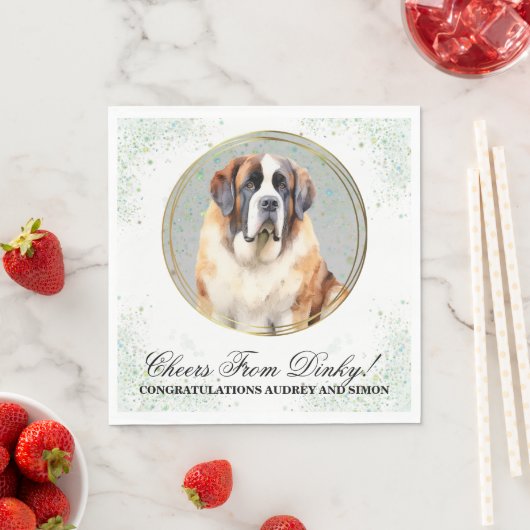 Saint Bernard Wedding Napkins mit Hogs Foto Serviette (Beispiel)