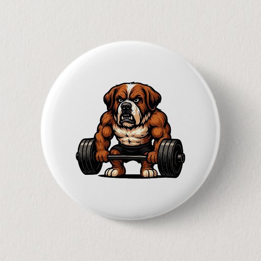 Saint Bernard Weightlift Bodybuilder Workout Gy Button (Vorderseite)