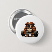 Saint Bernard Weightlift Bodybuilder Workout Gy Button (Vorne & Hinten)