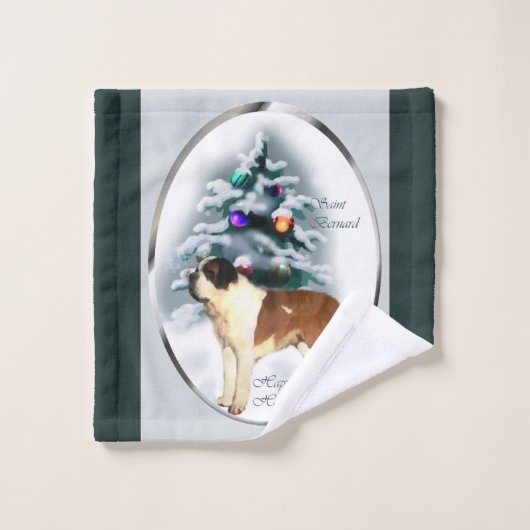 Saint Bernard Weihnachten Badhandtuch Set (Waschlappen)