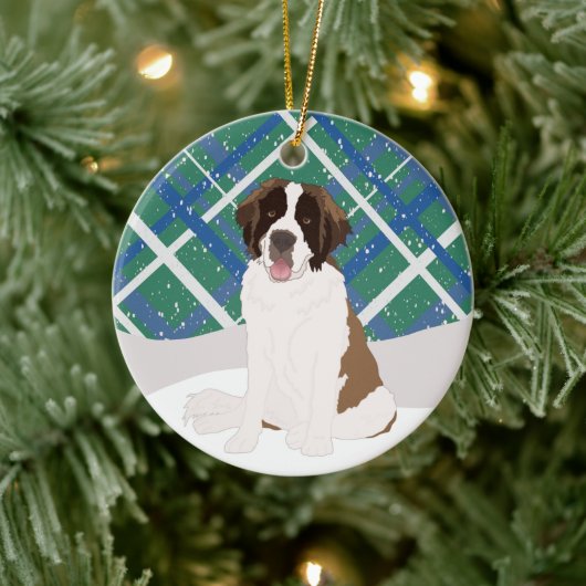 Saint Bernard Weihnachten Keramik Ornament (Baum)