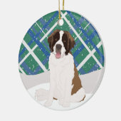 Saint Bernard Weihnachten Keramik Ornament (Links)