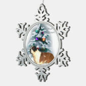 Saint Bernard Weihnachten Schneeflocken Zinn-Ornament (Rechts)