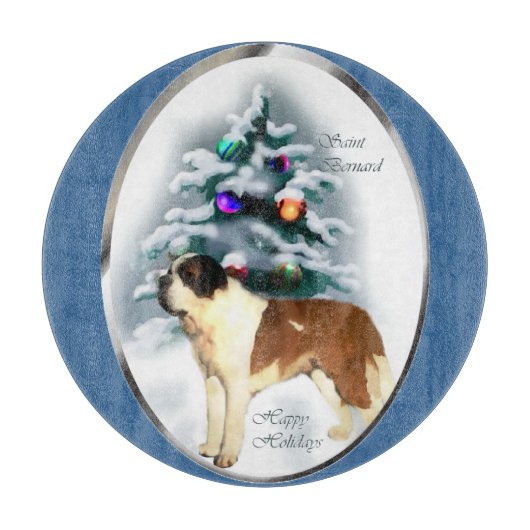 Saint Bernard Weihnachten Schneidebrett (Vorderseite)