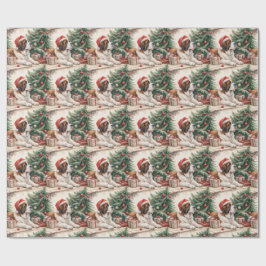 Saint-Bernard-Weihnachtsbaum-Aquarell Geschenkpapier