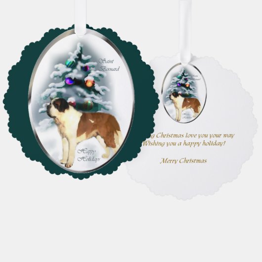 Saint Bernard Weihnachtsgeschenke Ornament Karte (Vorderseite/Rückseite)