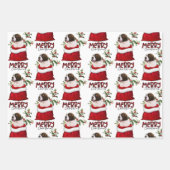 Saint Bernard Welpe Hund in Holiday Geschenktasche Geschenkpapier Set (Vorderseite)