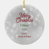 Saint Bernard Welpe in den Weihnachtsbeleuchtung Keramik Ornament (Hinten)