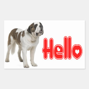 Saint-Bernard-Welpen-Hund-Hallo-Aufkleber / Etiket Rechteckiger Aufkleber