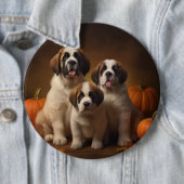 Saint Bernard Welppy Herbst Kürbis Button (Beispiel)