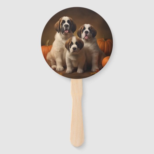 Saint Bernard Welppy Herbst Kürbis Fächer (Rückseite)
