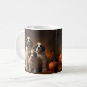 Saint Bernard Welppy Herbst Kürbis Kaffeetasse (Vorderseite Links)