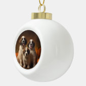 Saint Bernard Welppy Herbst Kürbis Keramik Kugel-Ornament (Rechts)