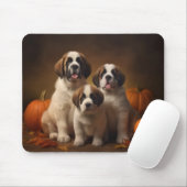 Saint Bernard Welppy Herbst Kürbis Mousepad (Mit Mouse)