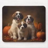 Saint Bernard Welppy Herbst Kürbis Mousepad (Vorne)