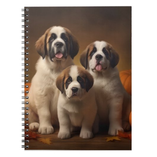 Saint Bernard Welppy Herbst Kürbis Notizblock (Vorderseite)
