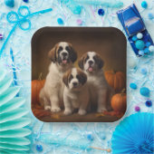 Saint Bernard Welppy Herbst Kürbis Pappteller (Party)