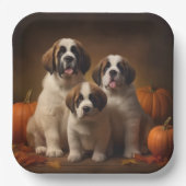Saint Bernard Welppy Herbst Kürbis Pappteller (Vorderseite)