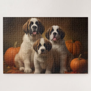 Saint Bernard Welppy Herbst Kürbis Puzzle