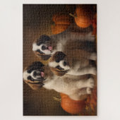 Saint Bernard Welppy Herbst Kürbis Puzzle (Vertikal)