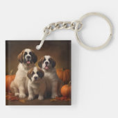 Saint Bernard Welppy Herbst Kürbis Schlüsselanhänger (Rückseite)