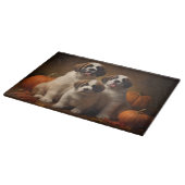 Saint Bernard Welppy Herbst Kürbis Schneidebrett (Ecke)