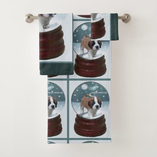 Saint Bernard Welppy Weihnachten Badhandtuch Set (Insitu)