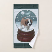 Saint Bernard Welppy Weihnachten Badhandtuch Set (Handtuch)
