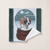 Saint Bernard Welppy Weihnachten Badhandtuch Set (Waschlappen)