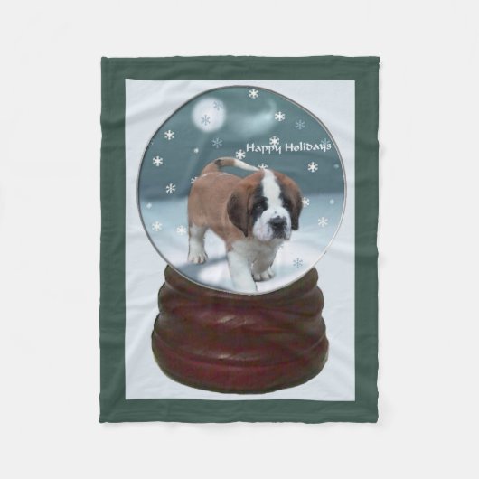 Saint Bernard Welppy Weihnachten Fleecedecke (Vorderseite)
