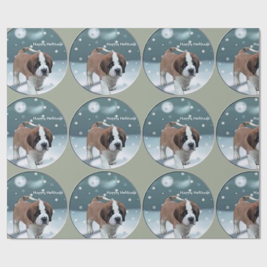 Saint Bernard Welppy Weihnachten Geschenkpapier (Flach)