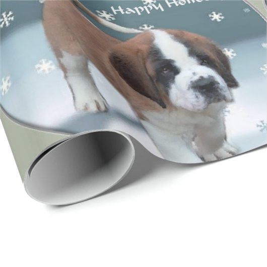 Saint Bernard Welppy Weihnachten Geschenkpapier (Rolleneckpunkt)
