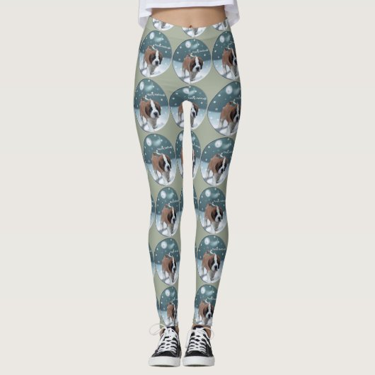 Saint Bernard Welppy Weihnachten Leggings (Vorderseite)
