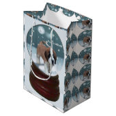 Saint Bernard Welppy Weihnachten Mittlere Geschenktüte (Vorderseite Schrägansicht)