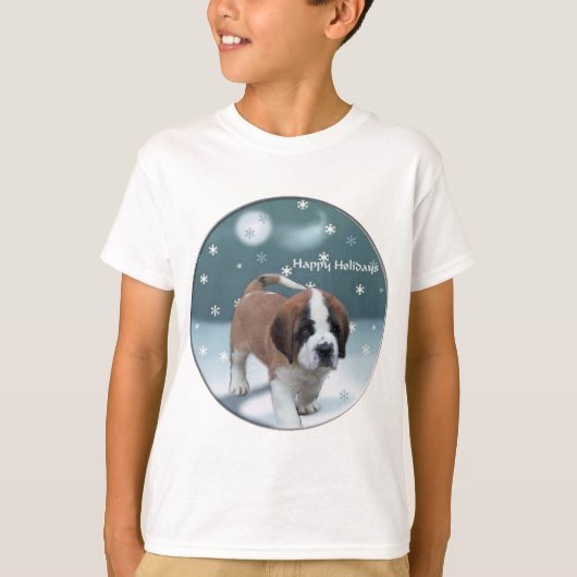 Saint Bernard Welppy Weihnachtsgeschenke T-Shirt (Vorderseite)