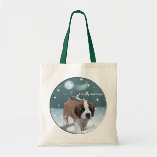 Saint Bernard Welppy Weihnachtsgeschenke Tragetasche (Vorne)
