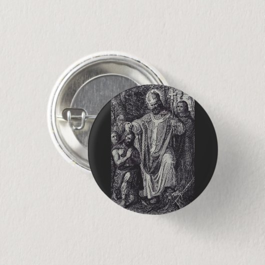 Saint Boniface Englischer Benediktinermönch Button (Vorne & Hinten)