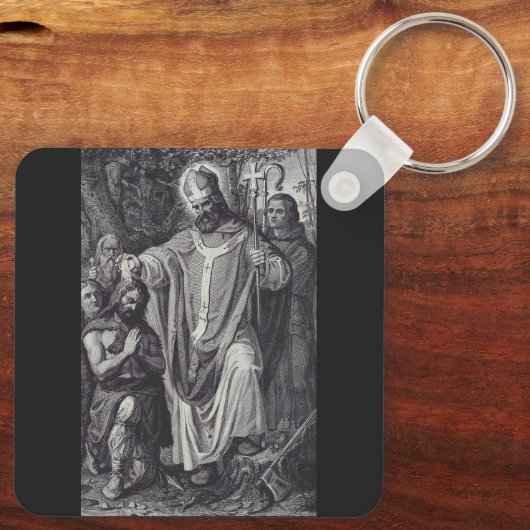 Saint Boniface Englischer Benediktinermönch Schlüsselanhänger (Rückseite)