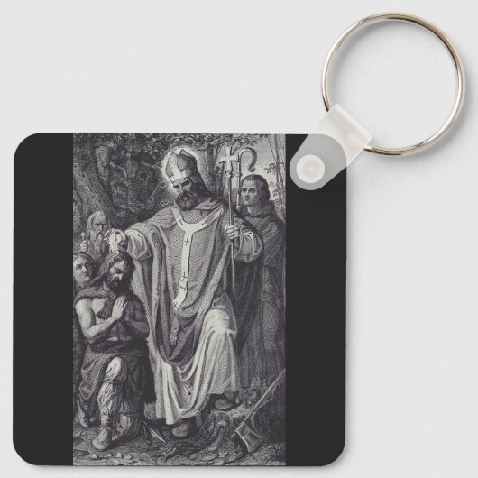Saint Boniface Englischer Benediktinermönch Schlüsselanhänger (Rückseite)